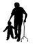 Disabled grandfather walking with child