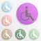Disabled Handicap badge color set. Simple glyph, flat vector of web icons for ui and ux, website or mobile application
