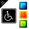 Disabled handicap icon isolated. Wheelchair handicap sign. Set icons colorful square buttons