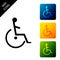 Disabled handicap icon isolated on white background. Wheelchair handicap sign. Set icons colorful square buttons