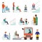 Disabled handicapped diverse people wheelchair invalid person help disability characters vector illustration.