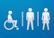 Disabled, male and female toilet sign