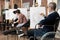 Disabled man engaging in art activities