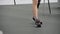 Disabled man with leg prosthesis walking at adaptive sport competition: close up