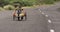 Disabled man riding a recumbent bicycle