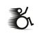 Disabled man in a speedy wheelchair. Disability sign