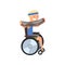 Disabled man in wheelchair exercising with shoulder expander, medical rehabilitation, remedial gymnastics vector