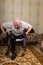 Disabled old man leaned and doing exercises