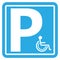 Disabled Parking Background. Wheelchair Blue Sign. Handicapped Icon Set. Car Park
