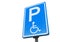 Disabled parking permit, blue road sign isolated