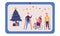 Disabled people are celebrating Christmas online. Cartoon vector