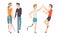 Disabled People Character Spending Good Time with Their Friends Vector Set