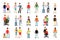 Disabled People Characters and Assistance Vector Illustration Set