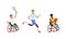 Disabled People Doing Sports Set, Male Athletes Playing Tennis, Basketball and Running Cartoon Vector Illustration