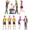 Disabled People Having Good Time with Their Friends Set, Handicapped Men Receiving Support and Enjoying Full Life Vector