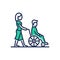 Disabled People Help - modern vector line design icon.