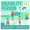 Disabled people vector medical infographics with charts