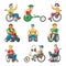 Disabled people in wheelchair vector character of handicapped person with physical disability illustration set of