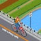 Disabled Person On Bicycle Isometric Illustration