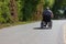 disabled person with little dog and motor wheel chair