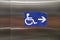 Disabled person sign in the elevator lift, Symbol for disabled people in public buildings