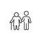 Disabled person and volunteer line icon