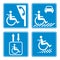 Disabled person warning sign, handicap sign type Illustration