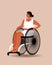 Disabled person in wheelchair in underwear, Flat vector stock illustration