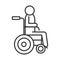 Disabled person in wheelchair, world disability day, linear icon design