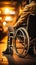 Disabled persons hands on wheelchair wheels, symbolizing empowerment and perseverance