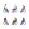 Disabled persons. Young people rehabilitation in a wheelchair hospitalized. Vector illustration children, handicapped