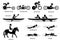 Disabled racing sports and games for handicapped athlete stick figures icons.