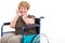 Disabled senior woman talking phone