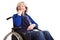 Disabled senior woman in wheelchair