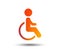 Disabled sign icon. Human on wheelchair symbol.