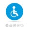 Disabled sign icon. Human on wheelchair symbol.