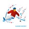 Disabled sledge hockey player with sticks on ice