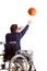 Disabled throwing basketball