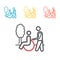 Disabled walking. Patient care line icon. Vector sign for web graphic