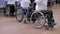 Disabled wheelchair athletes competing in a race