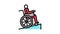 disabled in wheelchair riding color icon animation