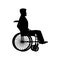 Disabled wheelchair silhouette. Man sits in carriage with wheels