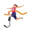 Disabled woman athlete runner on carbon prosthetics.