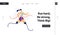 Disabled Woman Character Running Landing Page Template. Female Runner with Prosthesis. Paralympic Athlete Runs Marathon