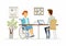 Disabled woman in the office - modern cartoon people characters illustration