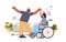 disabled woman sitting in wheelchair and dancing with man people with disabilities concept horizontal