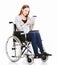 Disabled woman with tablet