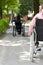 Disabled women on wheelchair outdoors