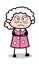 Disagree - Old Cartoon Granny Vector Illustration