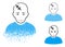Disappearing Pixel Halftone Head Hurt Icon with Face